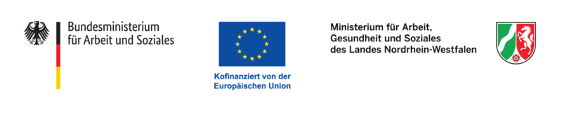 Das Projekt Zukunftszentrum KI NRW wird im Rahmen des Programms Zukunftszentren durch das Bundesministerium für Arbeit und Soziales und vom Ministerium für Arbeit, Gesundheit und Soziales NRW sowie durch die Europäische Union über den Europäischen Sozialfonds Plus (ESF Plus) gefördert. Logos der ZuZ-KI-NRW Förderer: Bundesministerium für Arbeit und Soziales, Ministerium für Arbeit, Gesundheit und Soziales NRW, Europäisches Sozialfonds Plus (ESF Plus)